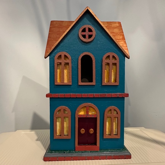 Multicolor Decorative Birdhouse – Bronze Roof, Lighting Accent, 14" Tall - Picture 1 of 11